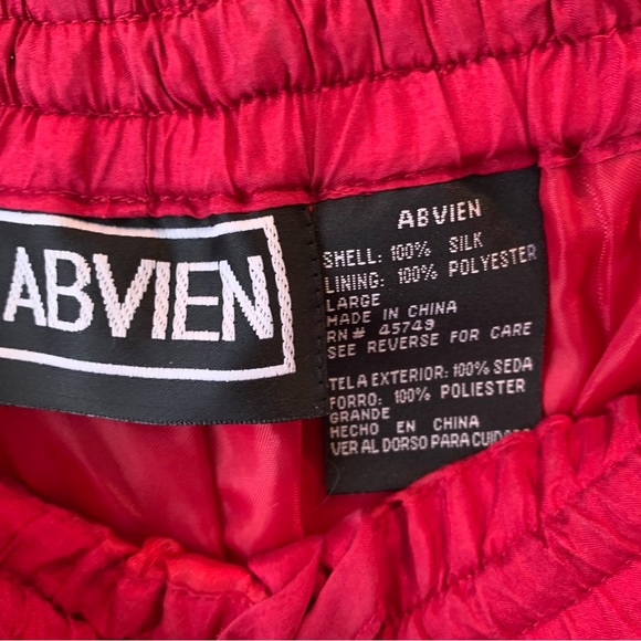 Vintage Cranberry Abvien 100% SILK Windbreaker Elastic Waist Pull On Pants Large - Picture 4 of 7